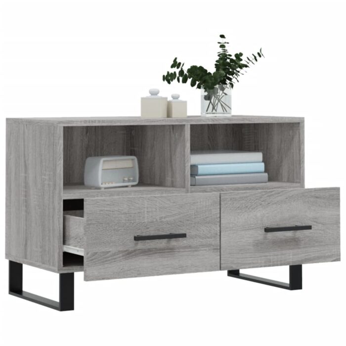 Meuble TV Sonoma gris 80x36x50 cm Bois d'ingénierie – Image 2