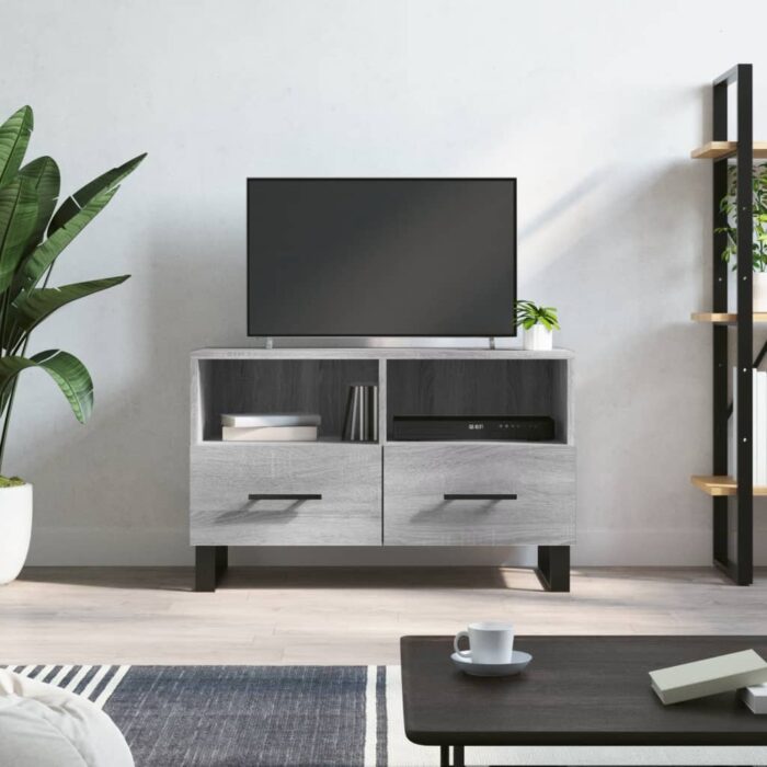 Meuble TV Sonoma gris 80x36x50 cm Bois d'ingénierie – Image 1