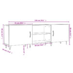 Meuble TV noir 150x30x50 cm bois d'ingénierie – Image 10