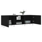 Meuble TV noir 150x30x50 cm bois d'ingénierie – Image 2