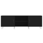 Meuble TV noir 150x30x50 cm bois d'ingénierie – Image 3