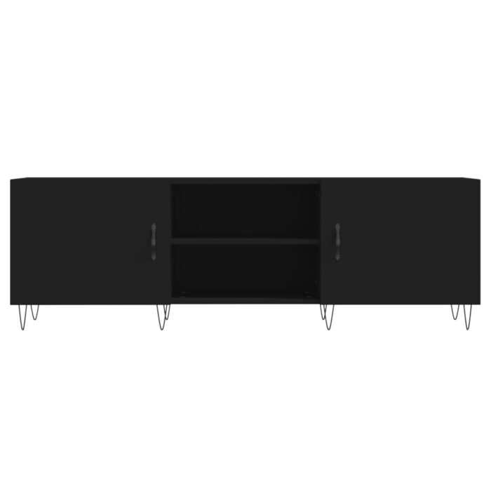 Meuble TV noir 150x30x50 cm bois d'ingénierie – Image 3