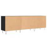 Meuble TV noir 150x30x50 cm bois d'ingénierie – Image 6
