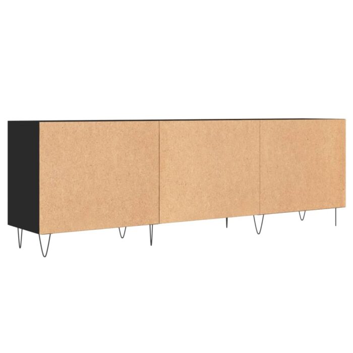 Meuble TV noir 150x30x50 cm bois d'ingénierie – Image 6
