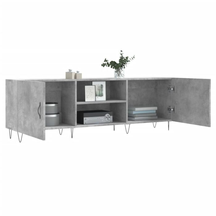 Meuble TV gris béton 150x30x50 cm bois d'ingénierie – Image 2
