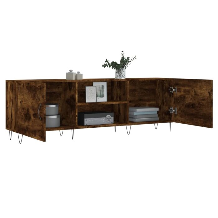 Meuble TV chêne fumé 150x30x50 cm bois d'ingénierie – Image 2