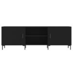 Meuble TV noir 150x30x50 cm bois d'ingénierie – Image 3