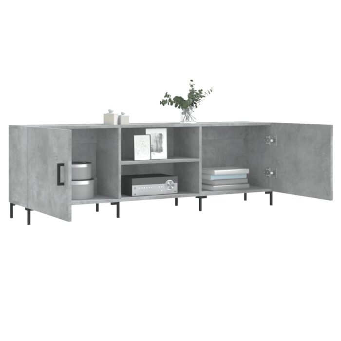 Meuble TV gris béton 150x30x50 cm bois d'ingénierie – Image 2