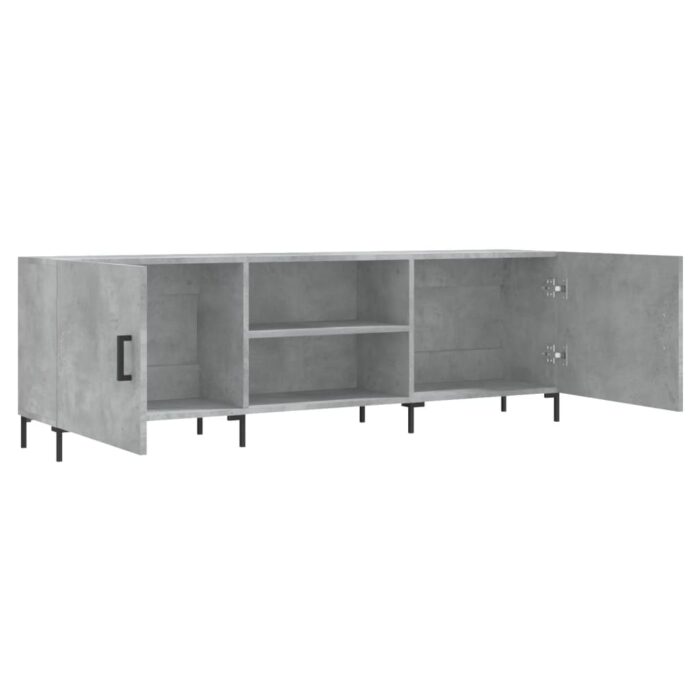 Meuble TV gris béton 150x30x50 cm bois d'ingénierie – Image 4