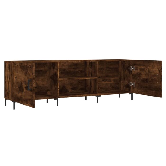 Meuble TV chêne fumé 150x30x50 cm bois d'ingénierie – Image 4
