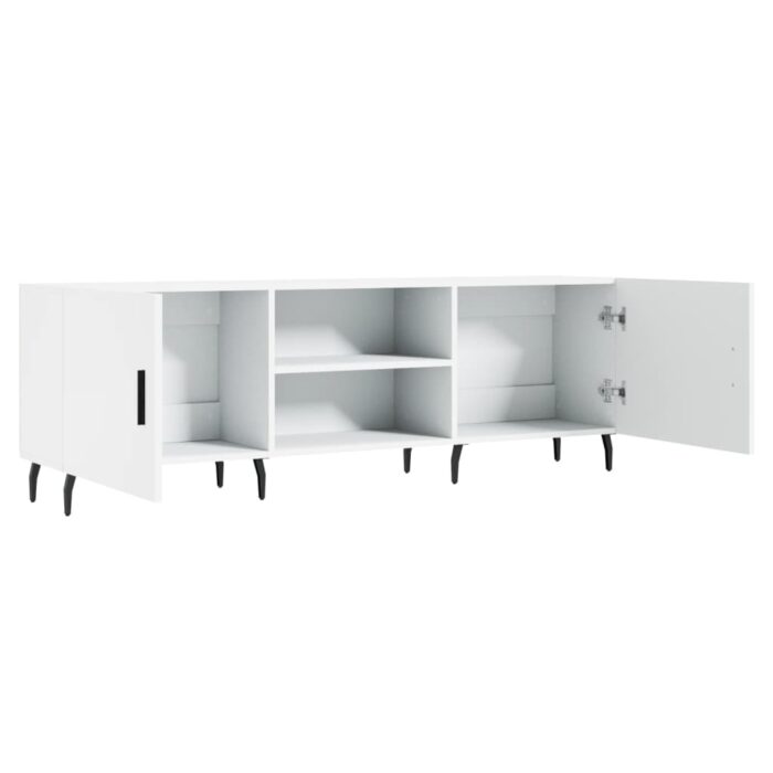 Meuble TV blanc 150x30x50 cm bois d'ingénierie – Image 4
