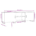 Meuble TV noir 150x30x50 cm bois d'ingénierie – Image 10