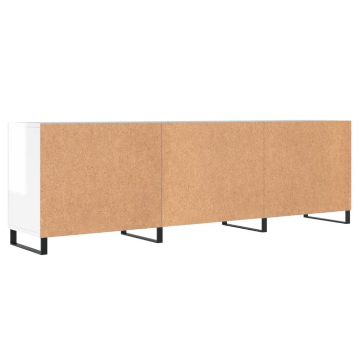 Meuble TV blanc brillant 150x30x50 cm bois d'ingénierie – Image 6