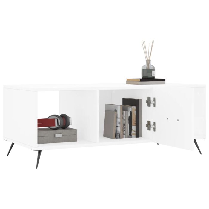Table basse blanc 102x50x40 cm bois d'ingénierie – Image 2