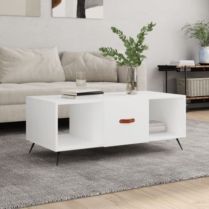 Table basse blanc 102x50x40 cm bois d'ingénierie – Image 1