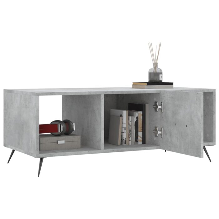 Table basse gris béton 102x50x40 cm bois d'ingénierie – Image 2
