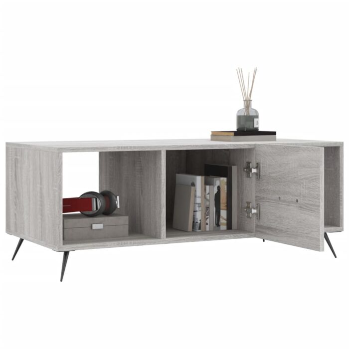 Table basse sonoma gris 102x50x40 cm bois d'ingénierie – Image 2