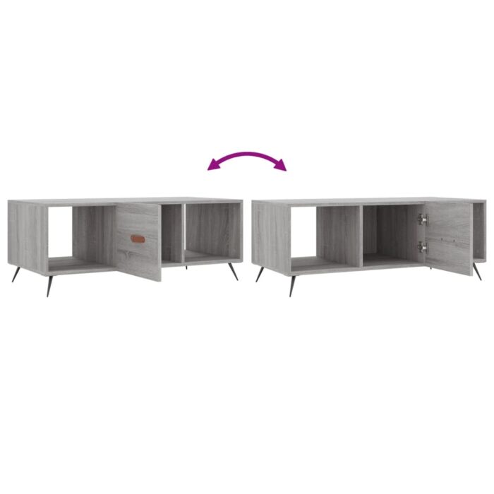 Table basse sonoma gris 102x50x40 cm bois d'ingénierie – Image 7