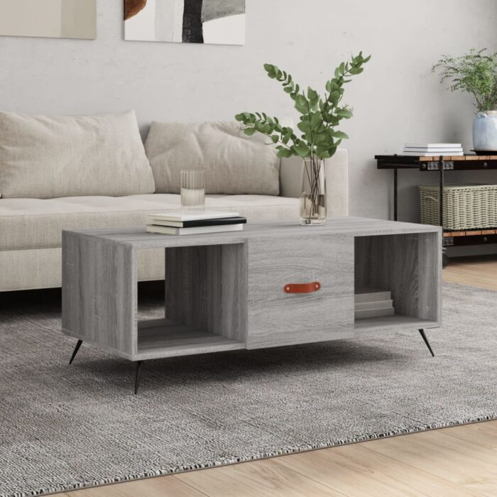 Table basse sonoma gris 102x50x40 cm bois d'ingénierie – Image 1