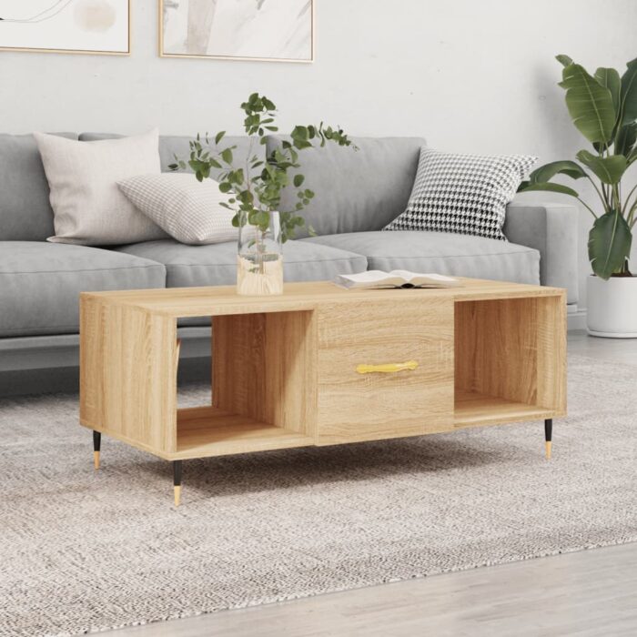 Table basse chêne sonoma 102x50x40 cm bois d'ingénierie – Image 1
