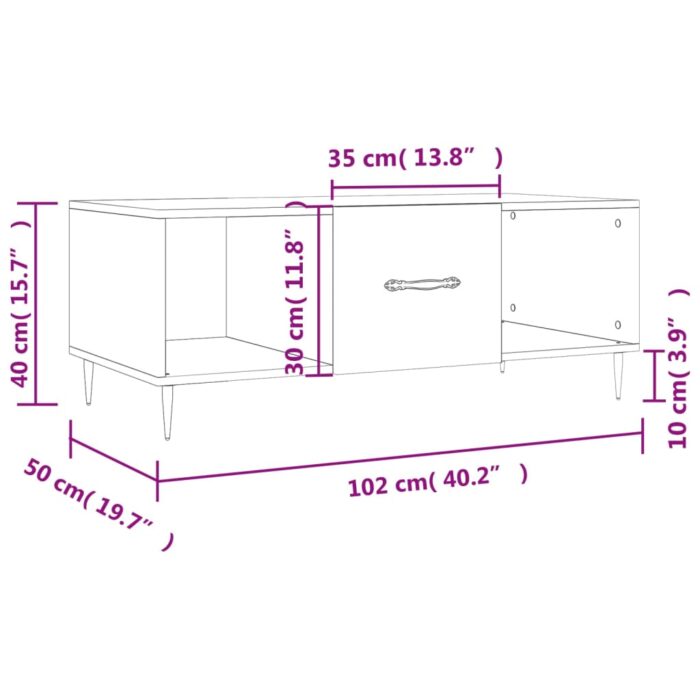 Table basse gris béton 102x50x40 cm bois d'ingénierie – Image 11