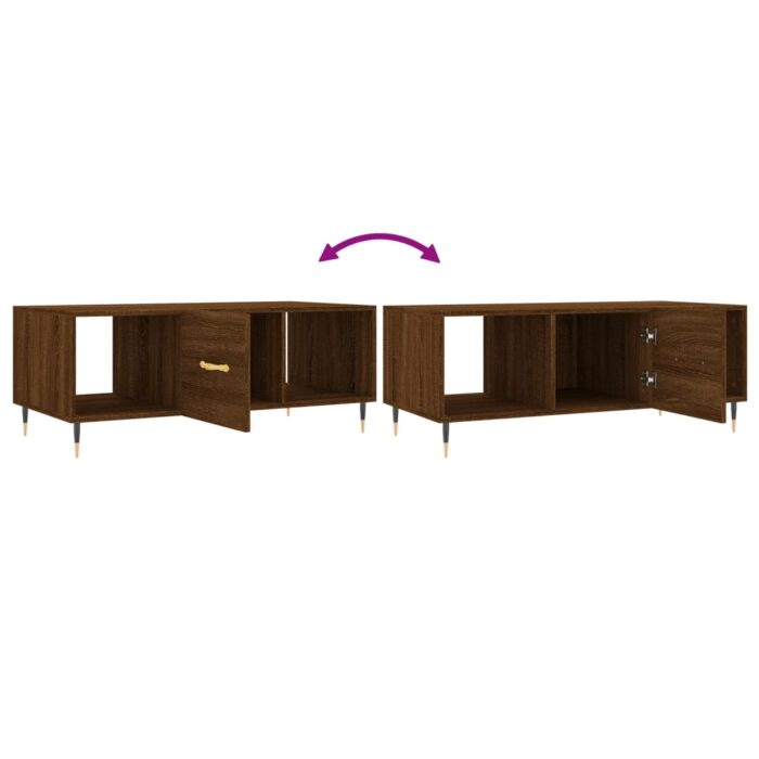 Table basse chêne marron 102x50x40 cm bois d'ingénierie – Image 7