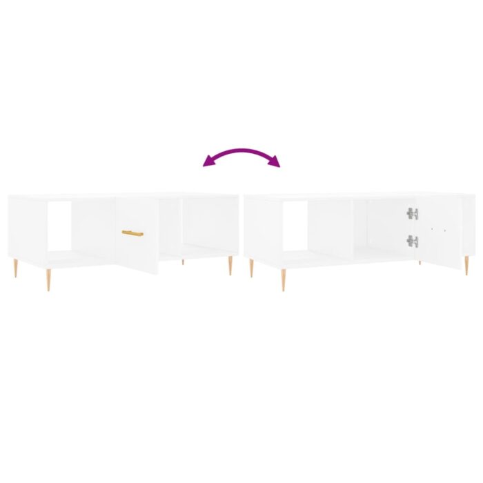 Table basse blanc 102x50x40 cm bois d'ingénierie – Image 7