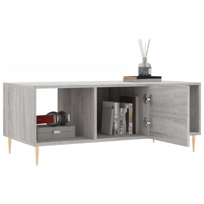 Table basse sonoma gris 102x50x40 cm bois d'ingénierie – Image 2