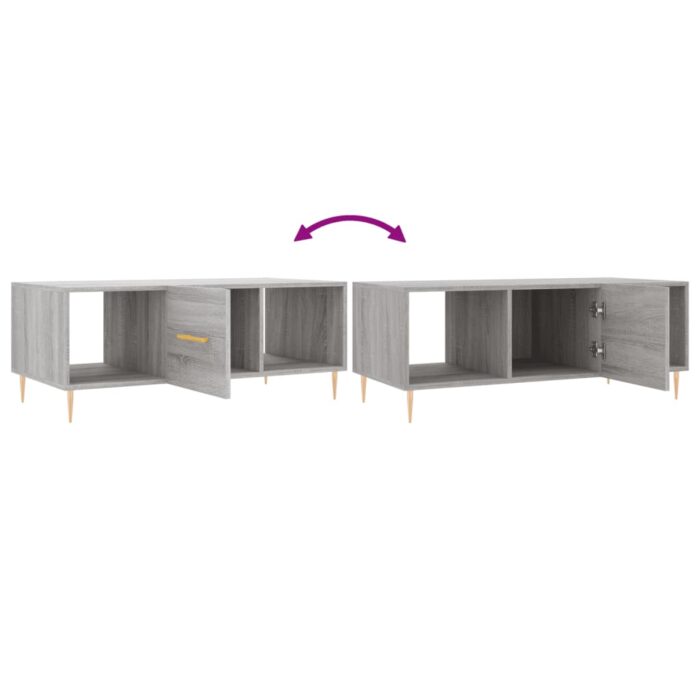 Table basse sonoma gris 102x50x40 cm bois d'ingénierie – Image 7