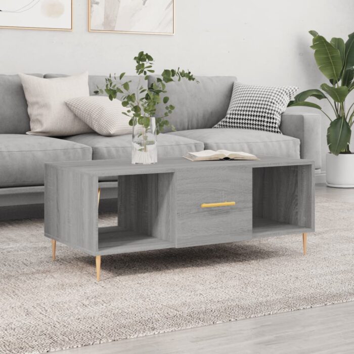 Table basse sonoma gris 102x50x40 cm bois d'ingénierie – Image 1