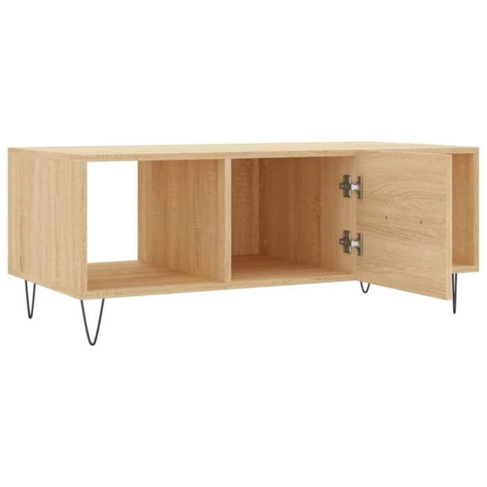 Table basse chêne sonoma 102x50x40 cm bois d'ingénierie – Image 4