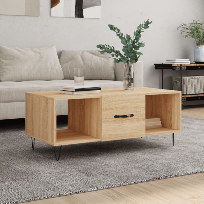 Table basse chêne sonoma 102x50x40 cm bois d'ingénierie – Image 1