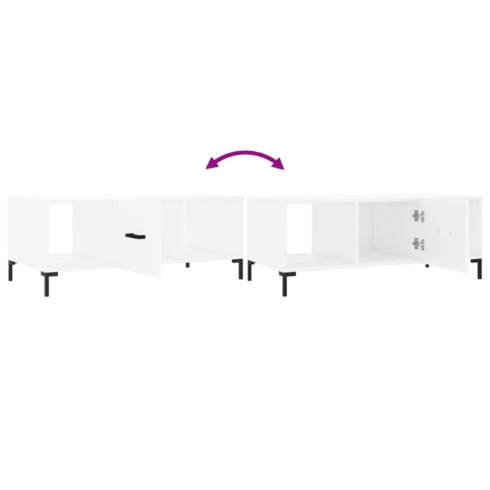 Table basse blanc 102x50x40 cm bois d'ingénierie – Image 7