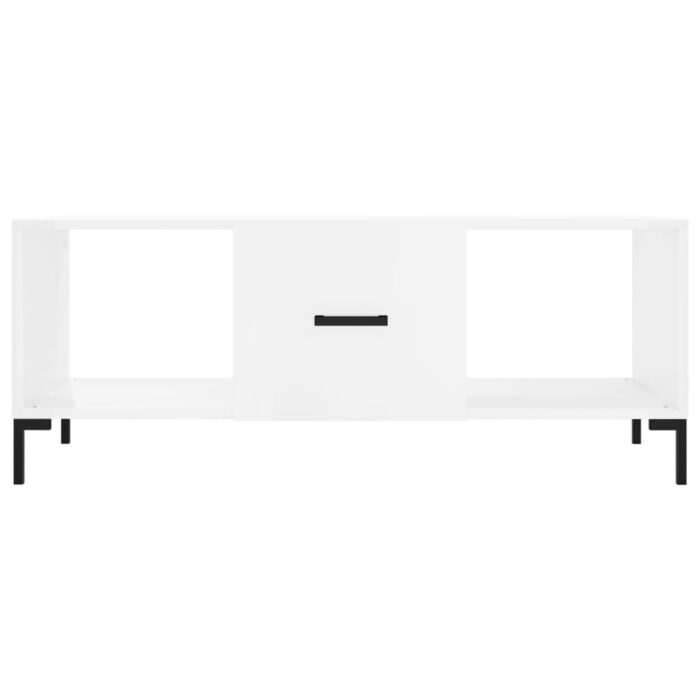 Table basse Blanc brillant 102x50x40 cm Bois d'ingénierie – Image 3