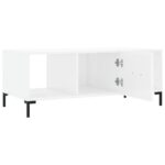 Table basse Blanc brillant 102x50x40 cm Bois d'ingénierie – Image 4