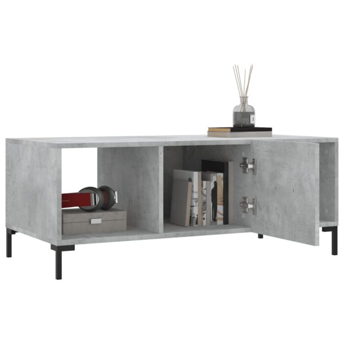 Table basse gris béton 102x50x40 cm bois d'ingénierie – Image 2