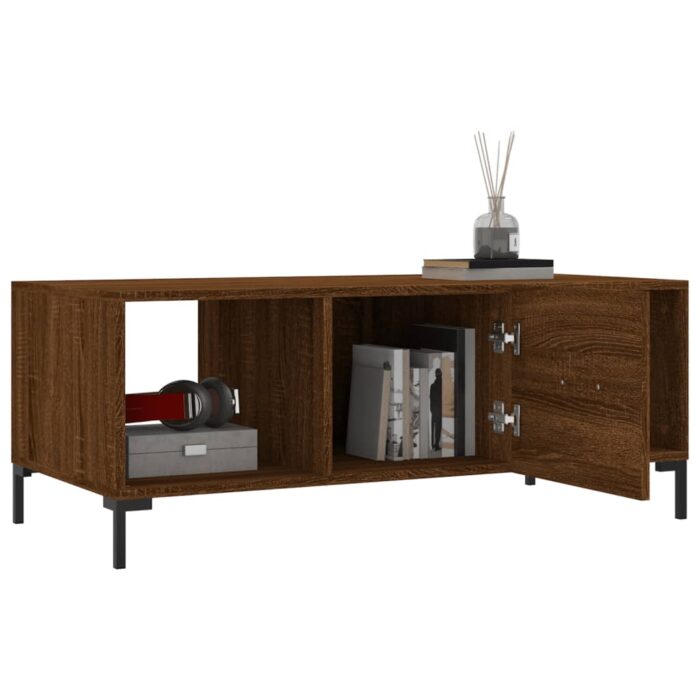 Table basse chêne marron 102x50x40 cm bois d'ingénierie – Image 2