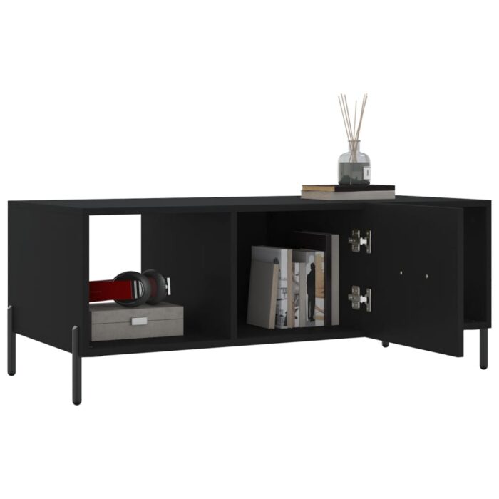 Table basse noir 102x50x40 cm bois d'ingénierie – Image 2
