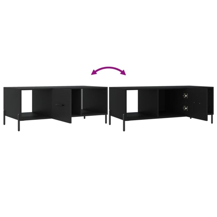 Table basse noir 102x50x40 cm bois d'ingénierie – Image 7