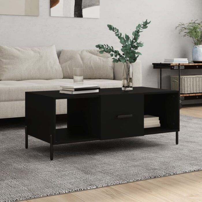 Table basse noir 102x50x40 cm bois d'ingénierie – Image 1