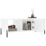 Table basse Blanc brillant 102x50x40 cm Bois d'ingénierie – Image 2