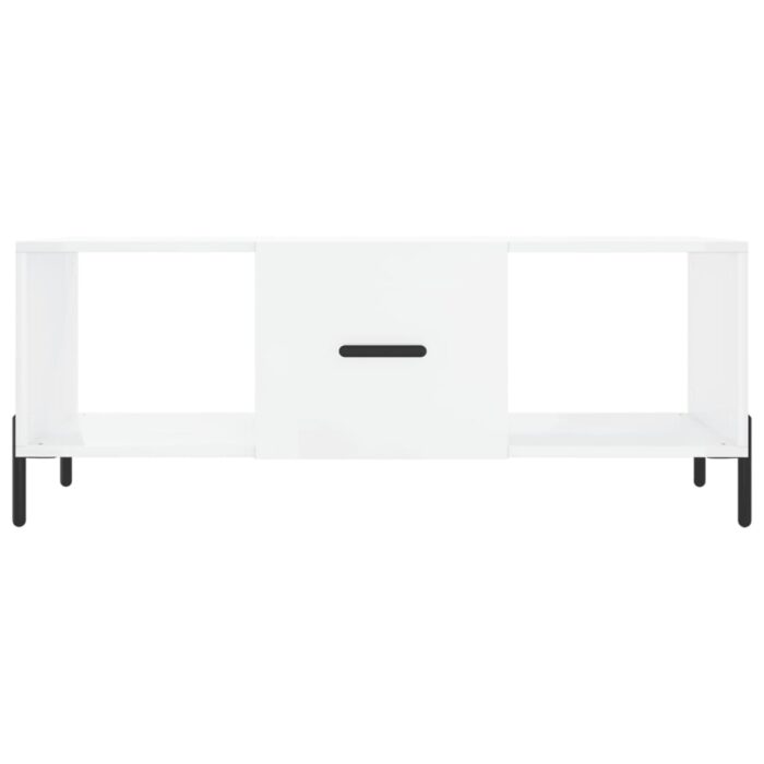 Table basse Blanc brillant 102x50x40 cm Bois d'ingénierie – Image 3