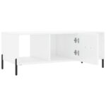 Table basse Blanc brillant 102x50x40 cm Bois d'ingénierie – Image 4