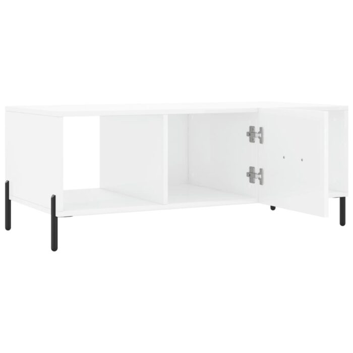 Table basse Blanc brillant 102x50x40 cm Bois d'ingénierie – Image 4