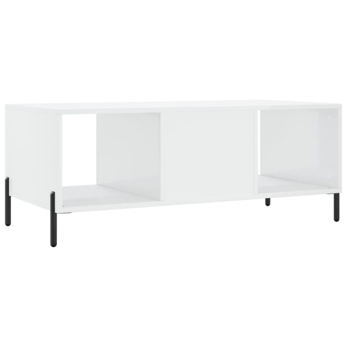 Table basse Blanc brillant 102x50x40 cm Bois d'ingénierie – Image 6