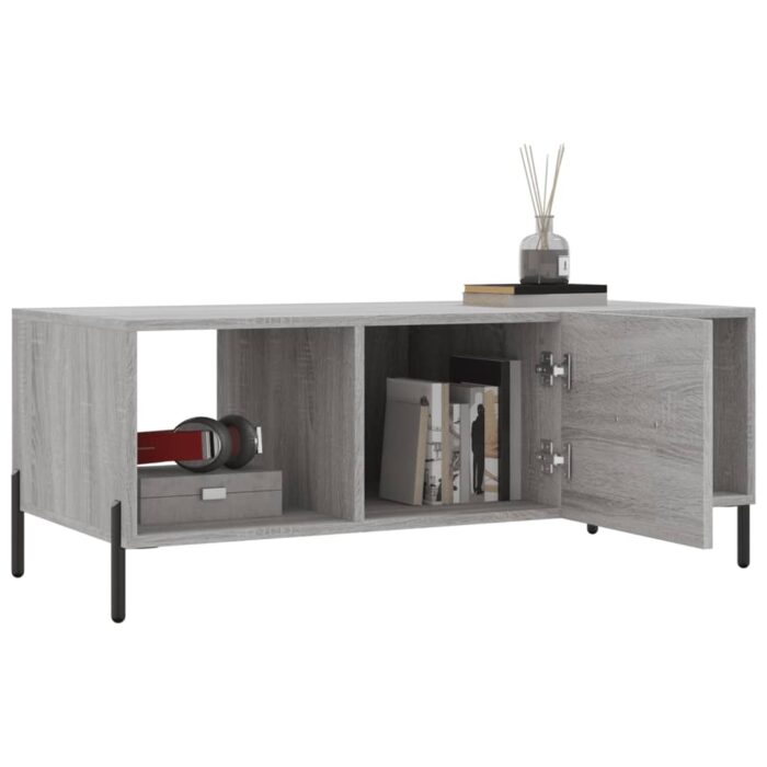 Table basse sonoma gris 102x50x40 cm bois d'ingénierie – Image 2