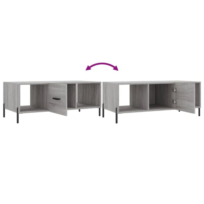 Table basse sonoma gris 102x50x40 cm bois d'ingénierie – Image 7