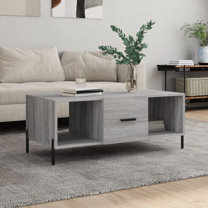 Table basse sonoma gris 102x50x40 cm bois d'ingénierie – Image 1