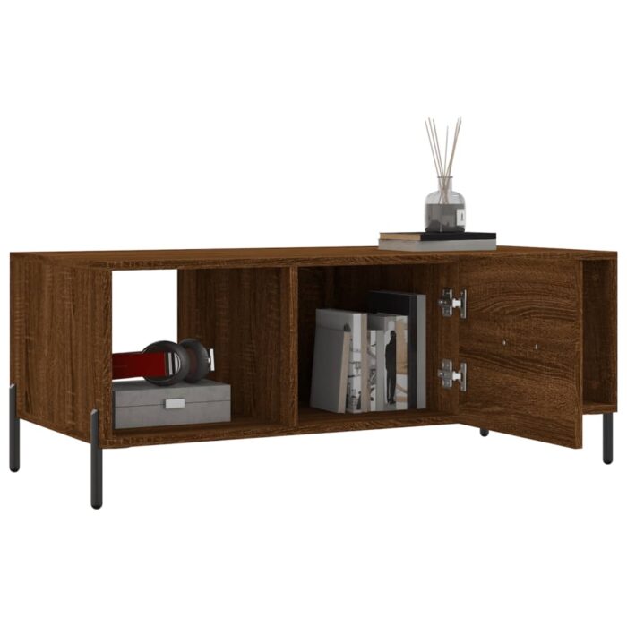 Table basse chêne marron 102x50x40 cm bois d'ingénierie – Image 2