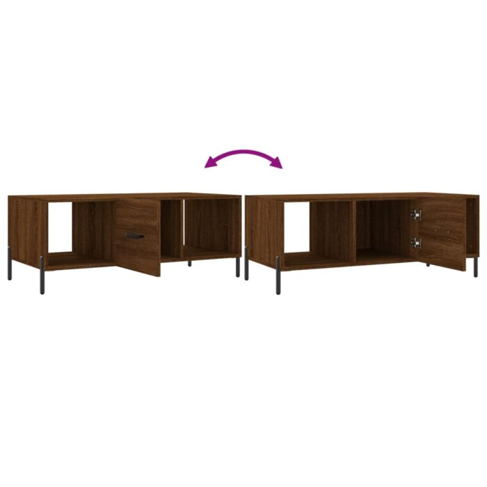 Table basse chêne marron 102x50x40 cm bois d'ingénierie – Image 7